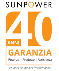 Garanzia Sunpower 40 anni prodotto potenza assistenza